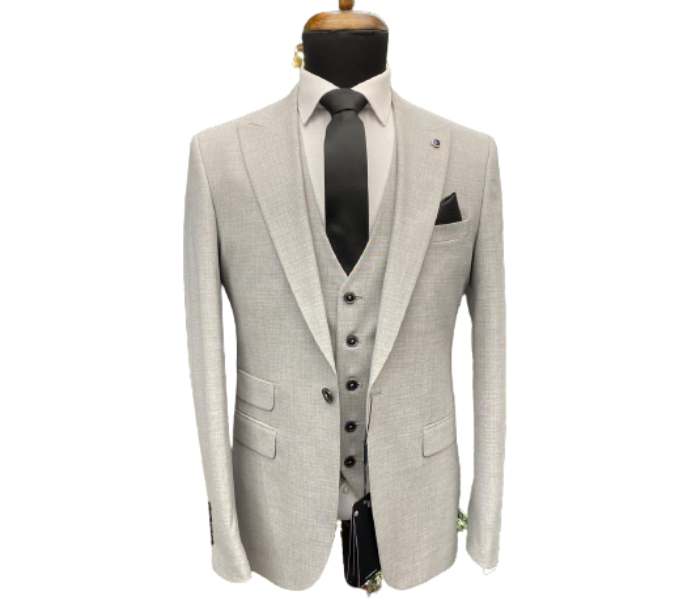 Fatih Zraiq Size 58 Attractive and Trendy Premium Quality 3 Pieces Suit for Men - Light Grey - Zoom Image