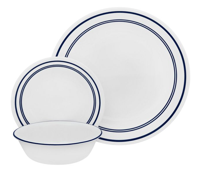 Corelle 1055607 Set of 16-Piece Livingware Dinner Set - White and Blue - Zoom Image 1