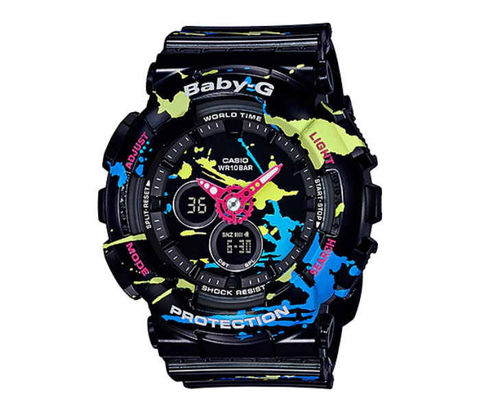 Casio Baby-G BA-120SPL-1ADR Black Dial Analog-Digital Splatter Pattern Watch For Women - Black - Zoom Image 1