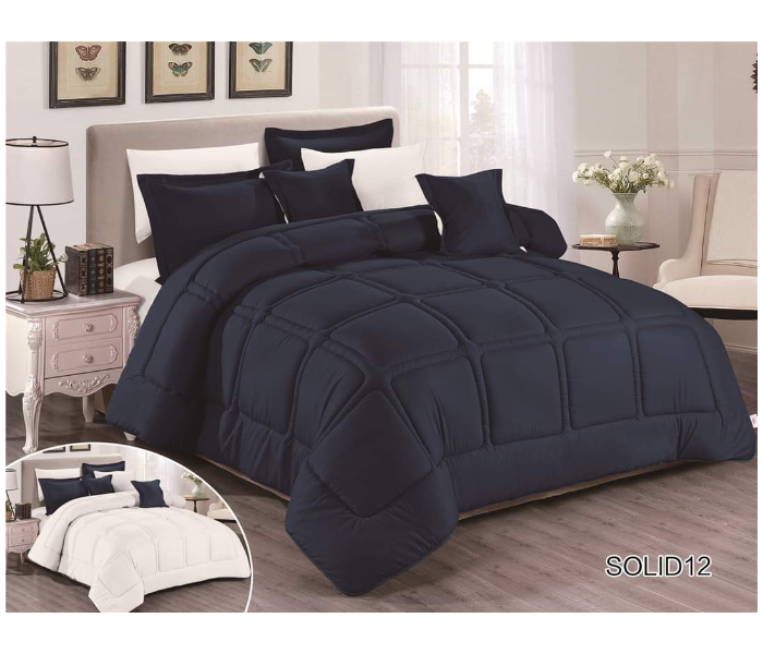 Stargold SG-CJL2004 Comforter Set Of 8 Pieces - White and Navy Blue - Zoom Image