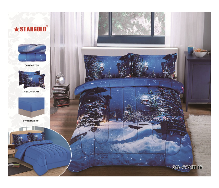 Stargold SG-CJL2007 Comforter Set Of 4 Pieces - Blue - Zoom Image