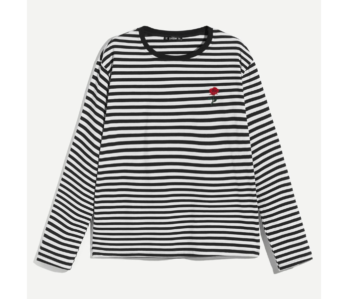 VW Trendz tee181102742 Medium Striped Tunic Tee for Men - White and Black - Zoom Image