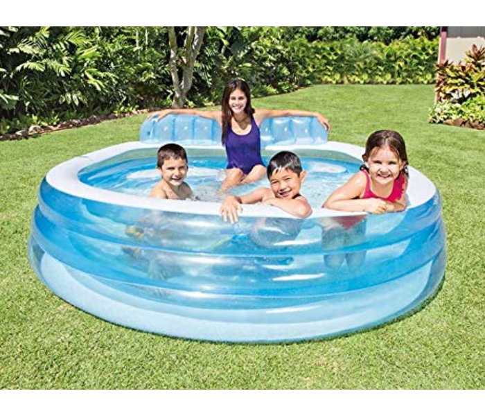 Intex 57190 229x218x79cm Inflatable Swim Center Family Lounge Pool With Built-in Bench- Blue - Zoom Image 1