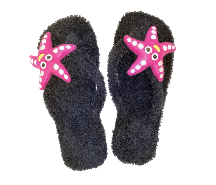 Casual LFV100 US 09 Starfish Design Daily Wear Soft Flat Home Slippers for Women - Black - Zoom Image