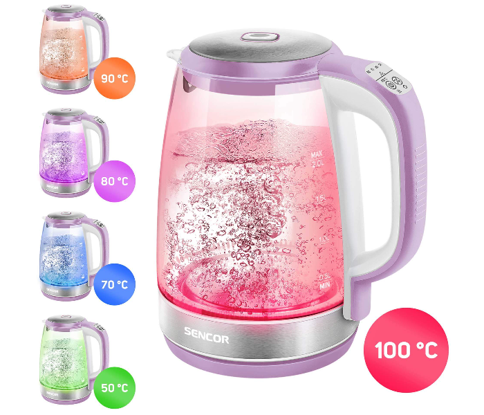 Sencor SWK 2195VT 2200W 2 Litre Glass Kettle - Violet - Zoom Image 2