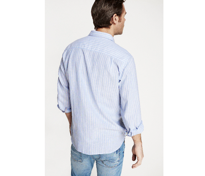 Springfield 099325514 Small Linen Shirt for Men - Medium Blue - Zoom Image 3