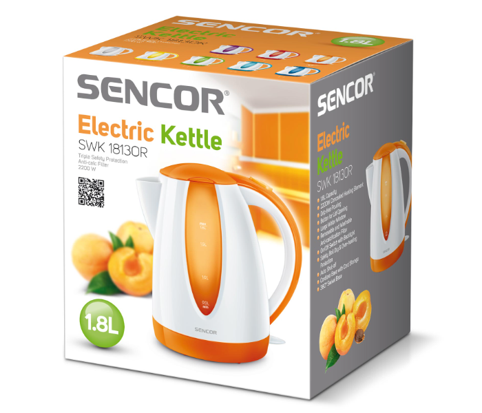 Sencor SWK 1813OR 2000W 1.8 Litre Electric Kettle - White and Orange - Zoom Image 2