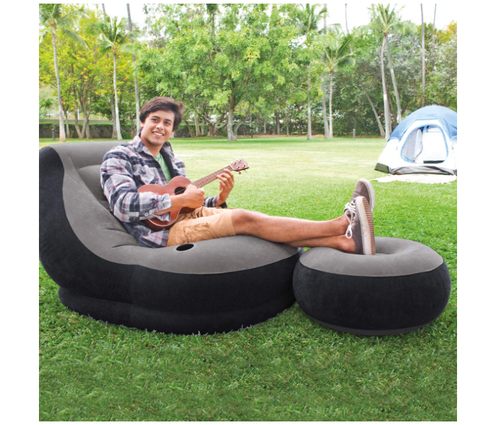 Intex 68564 99x130x76cm Ultra Lounge Inflatable Chair With Footrest - Grey   - Zoom Image 3