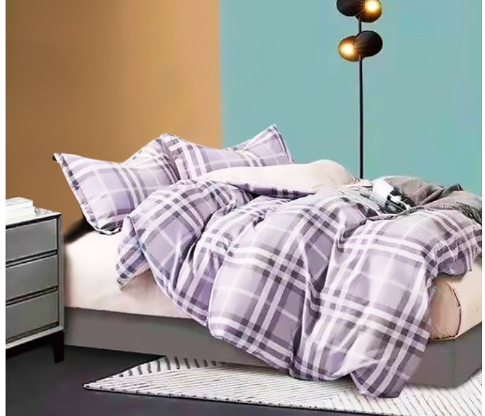 JA158-40 Cotton Double Size Bedsheet with Quilt Cover and Pillow Case 4 Pcs- Grey - Zoom Image