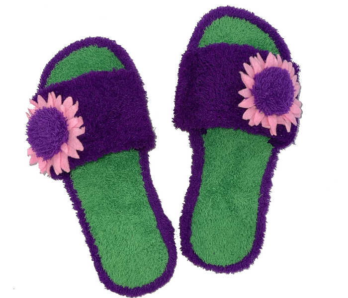 Casual LFO30 US 07 Flower Design Daily Wear Soft Flat Home Slippers for Women - Dark Purple - Zoom Image