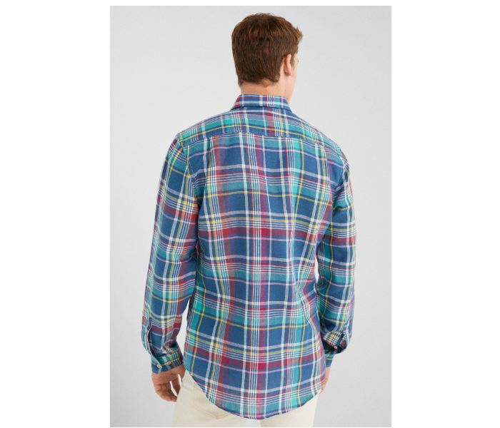 Springfield 099554188 Large Linen Shirt for Men - Turquoise - Zoom Image 4