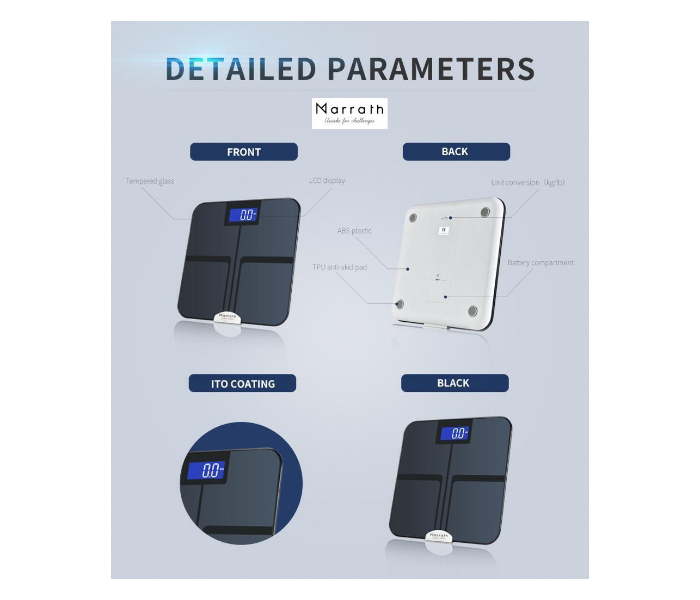 Marrath Smart Home BMI Electronic Weigh Scale to measure 12 Health Parameters  - Zoom Image 6