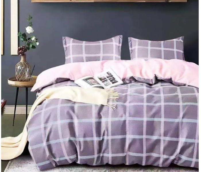 JA158-39 Cotton Double Size Bedsheet with Quilt Cover and Pillow Case 4 Pcs- Grey - Zoom Image