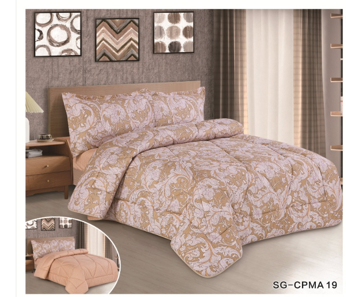 Stargold SG-CJL2005 Comforter Set Of 4 Pieces - Beige and White - Zoom Image