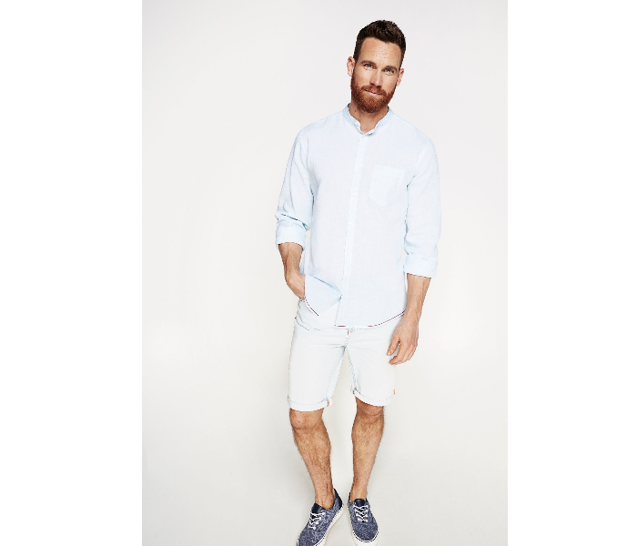 Springfield 099330118 Small Linen Shirt for Men - Light Blue - Zoom Image 1