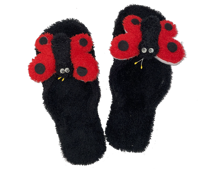 Casual LFV57 US 07 Daily Wear Soft Flat Home Slippers for Women - Black and Red - Zoom Image