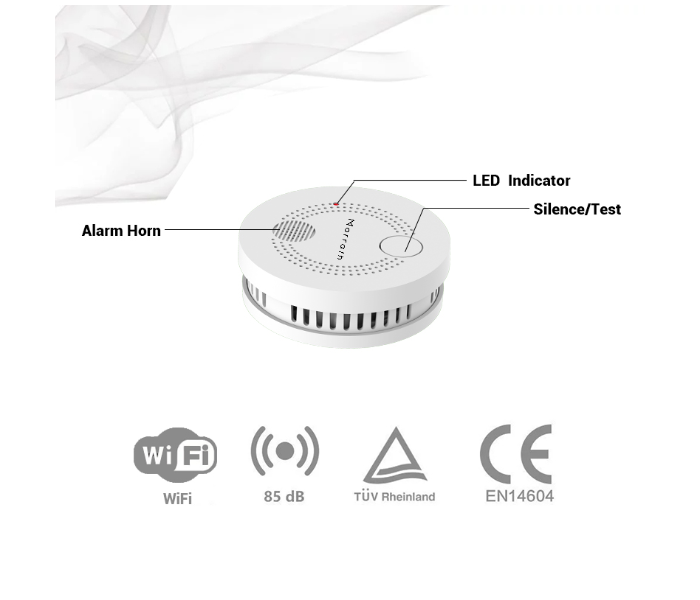 Marrath Smart Wi-Fi Smoke Sensor And Fire Alarm - White - Zoom Image 2