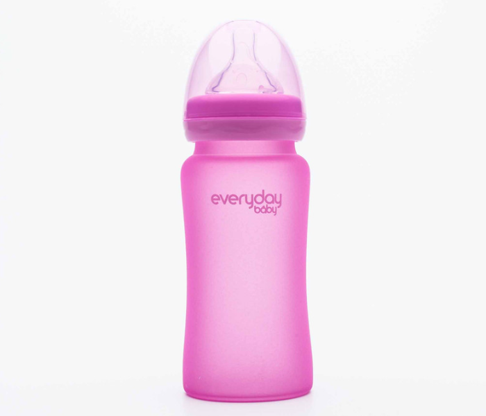 Everyday Baby 10222 240ml Glass Heat Sensing Baby Bottle - Pink - Zoom Image