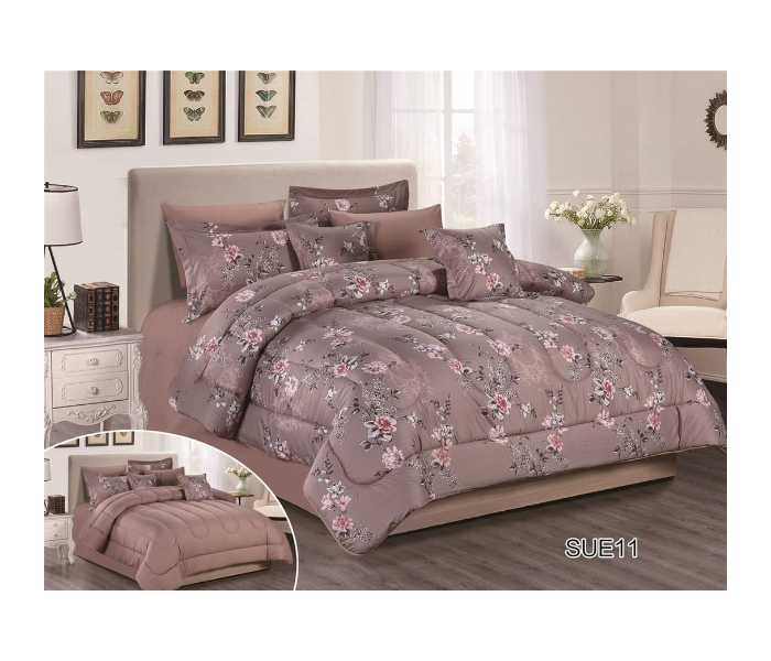 Stargold SG-CJL2003 Comforter Set Of 8 Pieces - Brown and Grey - Zoom Image