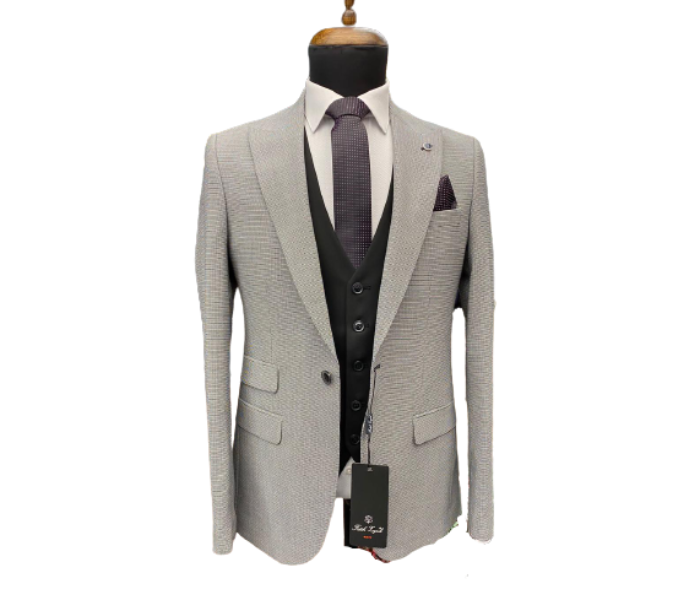 Fatih Zraiq Size 58 Trendy and Attractive Premium Quality 3 Pieces Suit for Men - Grey and Black - Zoom Image