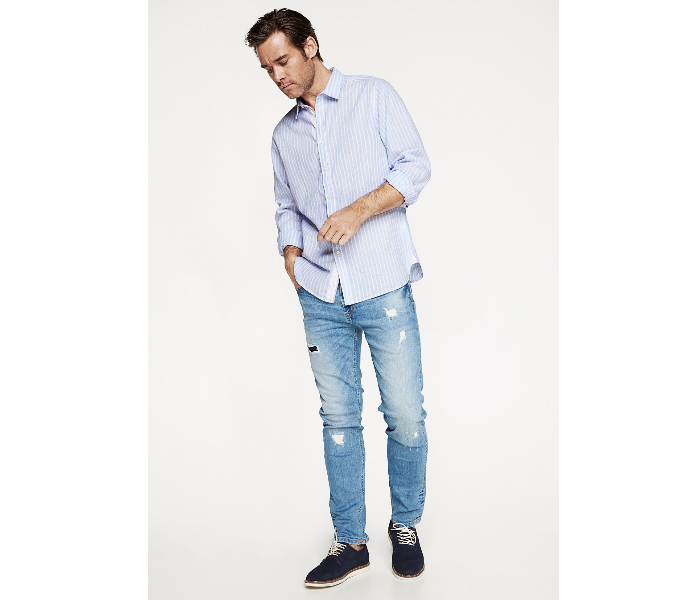 Springfield 099325514 XXL Linen Shirt for Men - Medium Blue - Zoom Image 1