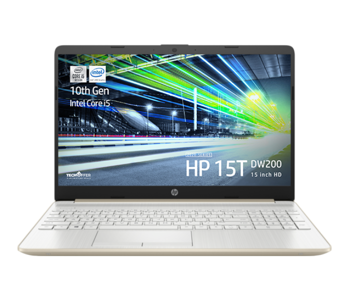 HP 15T-DW200 15.6 Inch Intel Core i5-1035G1 10th Generation 16GB RAM 512GB SSD Intel UHD Graphics Windows 10 Home - Pale Gold and Silver - Zoom Image 1