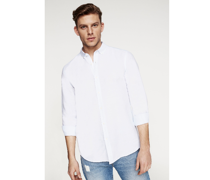 Springfield 099321214 XXL Linen Shirt for Men - Medium Blue - Zoom Image 2