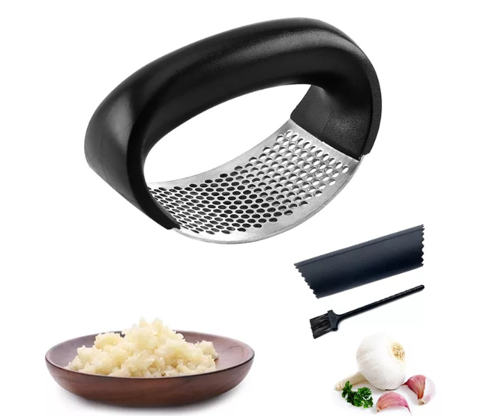 GTC Stainless Steel Garlic Press Crusher Squeezer Mincer Chopper - Black and Silver - Zoom Image 7