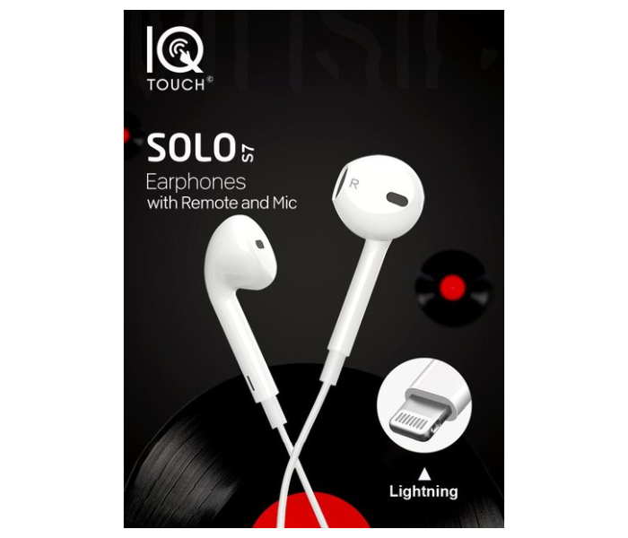 IQ Touch SOLO S7 Wired Lightning Earphone - White - Zoom Image 1