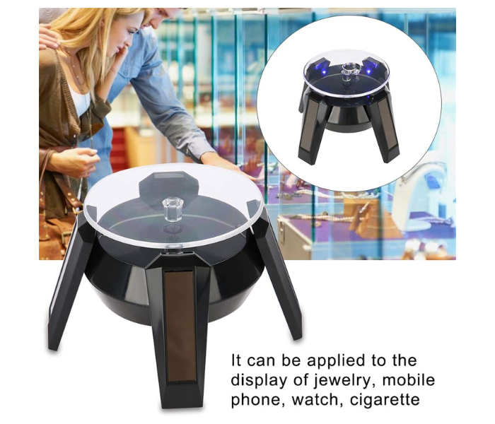 Solar Powered 360 Degree Rotating Watch Phone Jewellery Display Stand - Black - Zoom Image 4