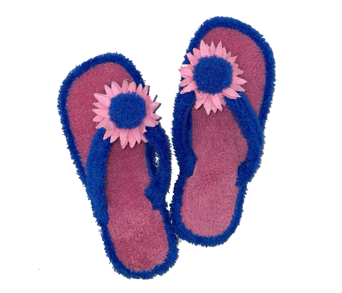 Casual LFV99 US 10 Flower Design Daily Wear Soft Flat Home Slippers for Women - Blue - Zoom Image