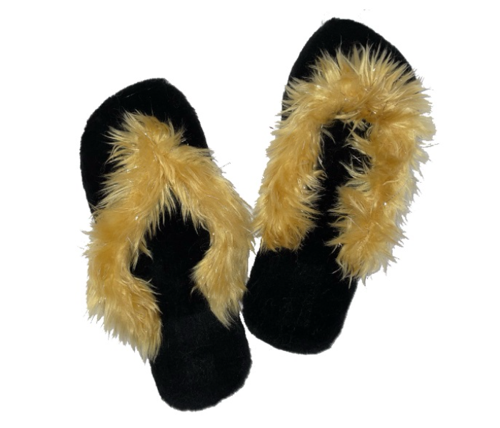 Casual LFV56 US 08 Daily Wear Soft Flat Home Slippers for Women - Black and Gold - Zoom Image