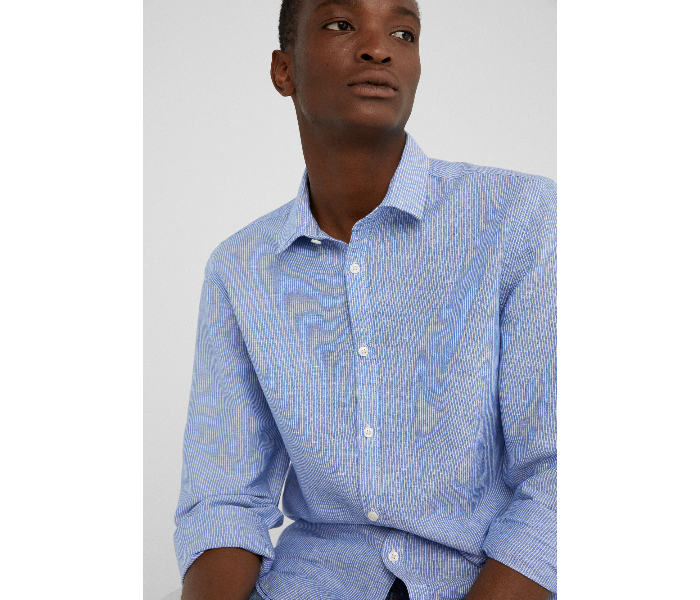 Springfield 099551715 Small Linen Shirt for Men - Medium Blue - Zoom Image 3