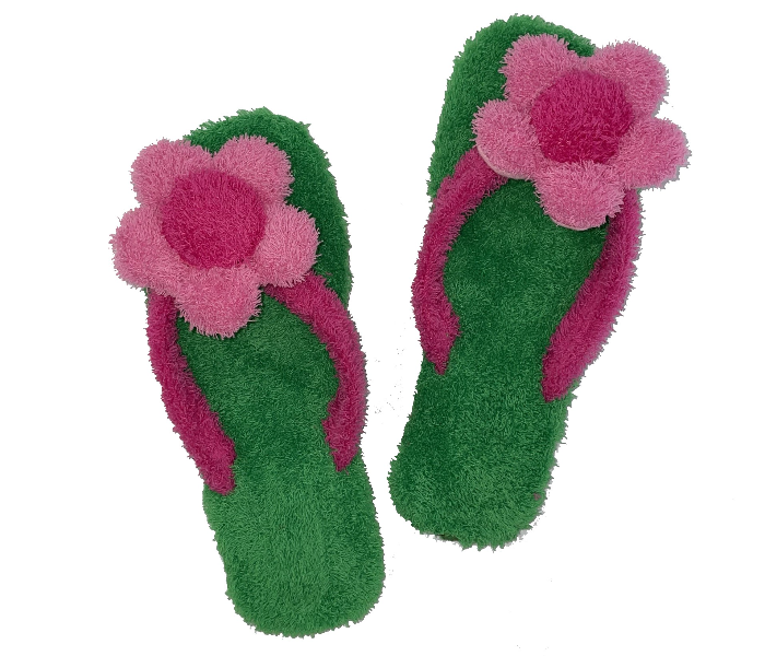 Casual LFV94 US 08 Flower Design Daily Wear Soft Flat Home Slippers for Women - Green - Zoom Image