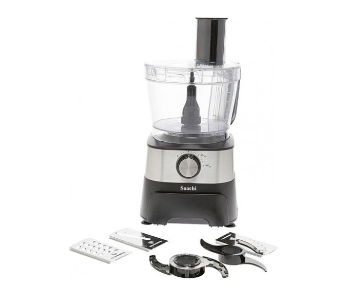 Saachi FP4958 800W 2 Litre Food Processor with 8 Attachments -Black and Silver - Zoom Image 2