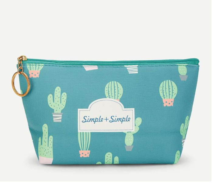 VW Trendz makeup180607610 Cactus Print Makeup Bag - Green - Zoom Image 1