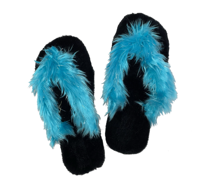 Casual LFV56 US 08 Daily Wear Soft Flat Home Slippers for Women - Black and Blue - Zoom Image