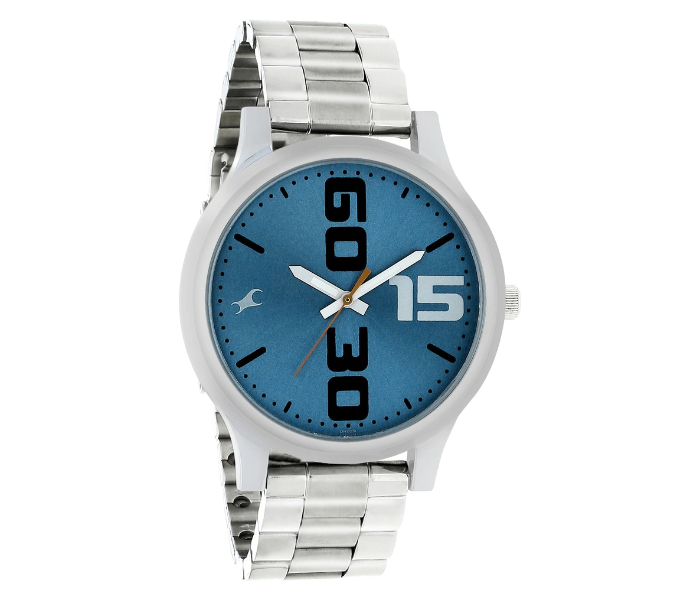 Fastrack 38051SM06 Bold Blue Dial Silver Stainless Steel Strap Watch for Men - Silver - Zoom Image 1