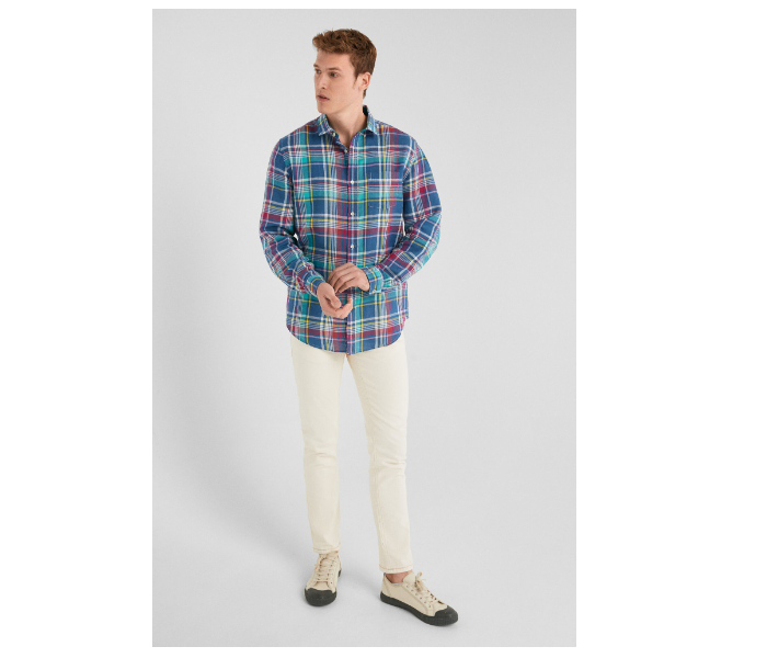 Springfield 099554188 Large Linen Shirt for Men - Turquoise - Zoom Image 1