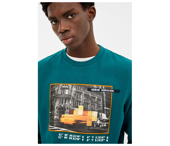 Springfield 009621086 Small Sweatshirt for Men - Teal - Zoom Image 2