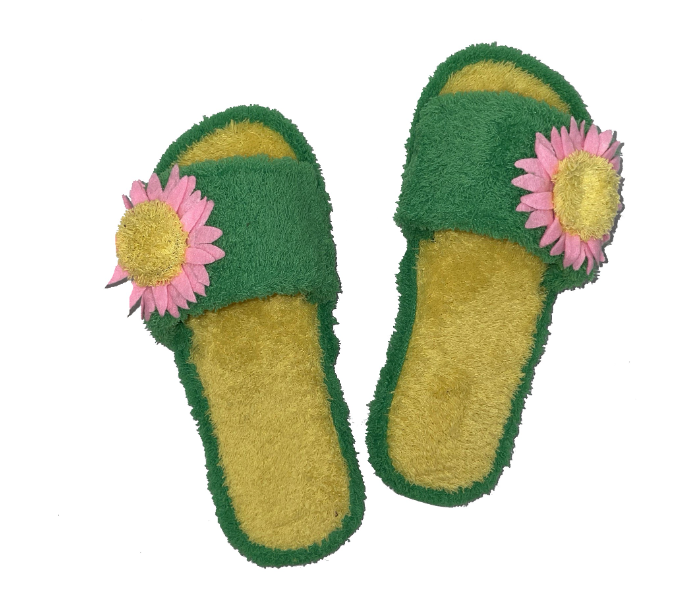 Casual LFO30 US 06 Flower Design Daily Wear Soft Flat Home Slippers for Women - Green - Zoom Image