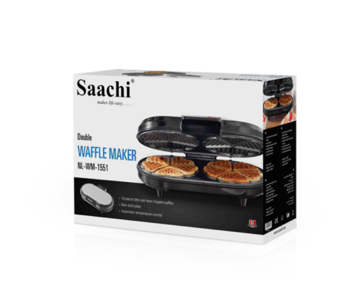 Saachi WM1551 1200W 10 Piece Non Stick Heart Shaped Waffles Maker - Black - Zoom Image 3