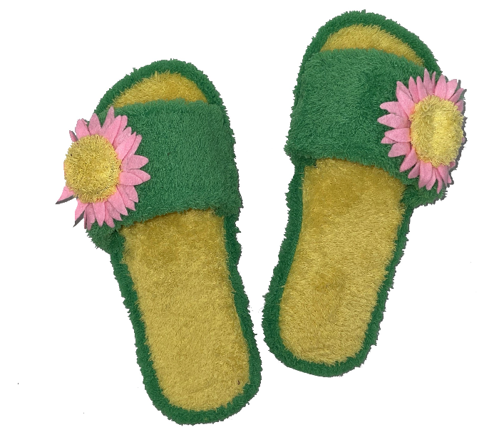 Casual LFO30 US 09 Flower Design Daily Wear Soft Flat Home Slippers for Women - Green - Zoom Image