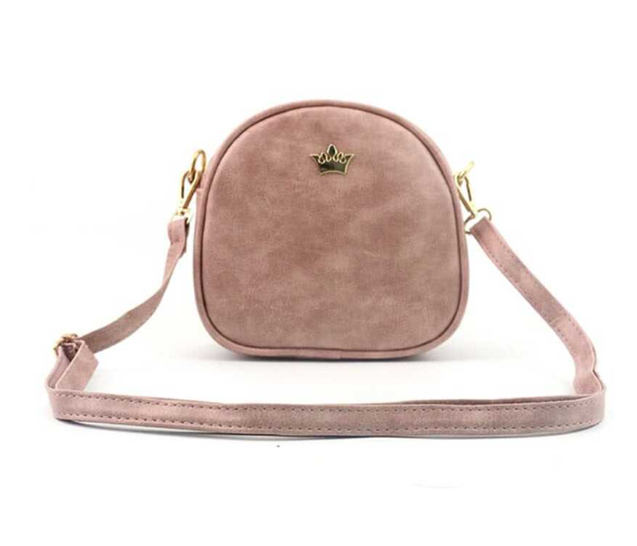 VW Trendz bag171103336 Small Crown Decorated Nubuck PU Shoulder Bag - Pink - Zoom Image