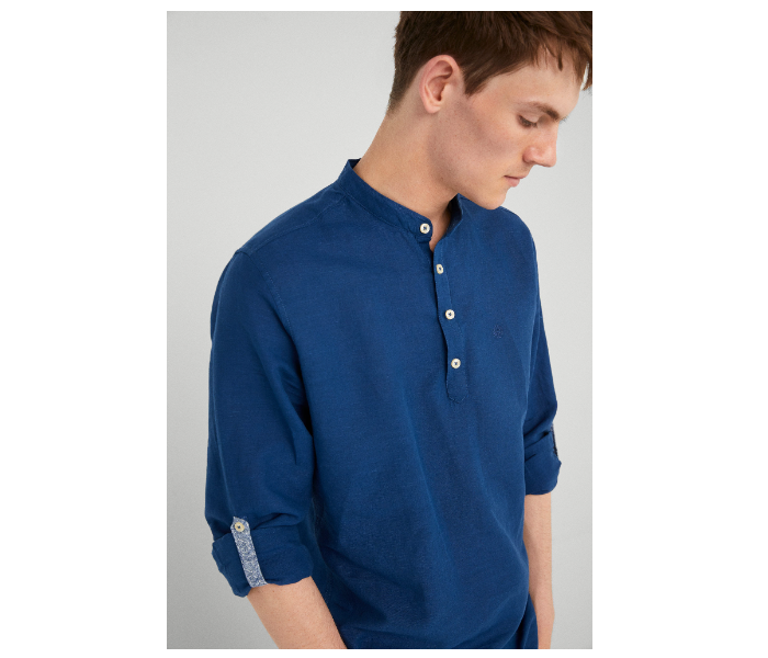 Springfield 099561412 XS Linen Shirt for Men - Medium Blue - Zoom Image 2