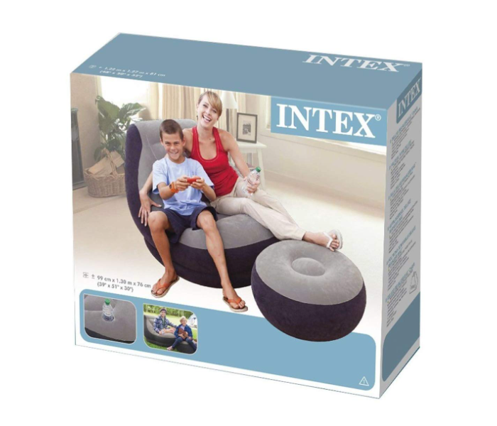 Intex 68564 99x130x76cm Ultra Lounge Inflatable Chair With Footrest - Grey   - Zoom Image 2