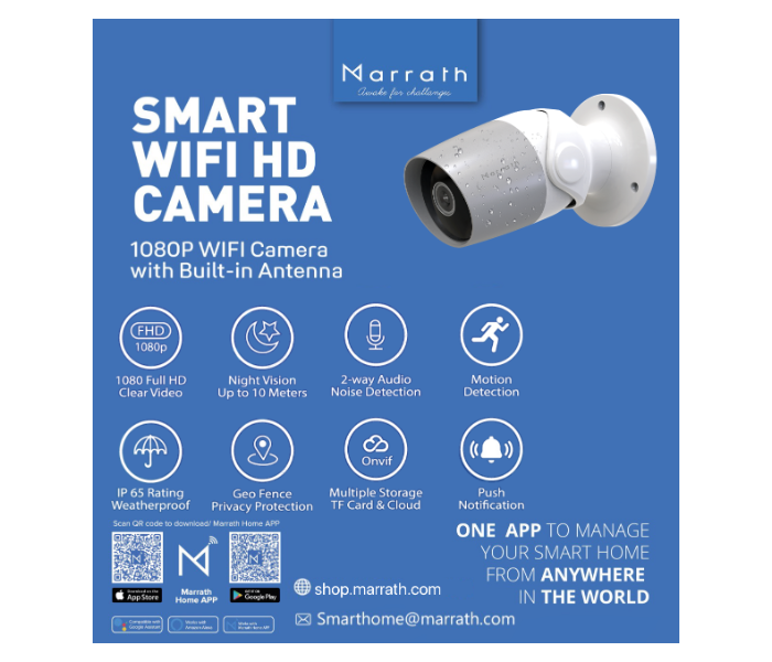 Marrath Smart Wi-Fi HD Weatherproof Outdoor Plug and Play CCTV  Camera - White - Zoom Image 2