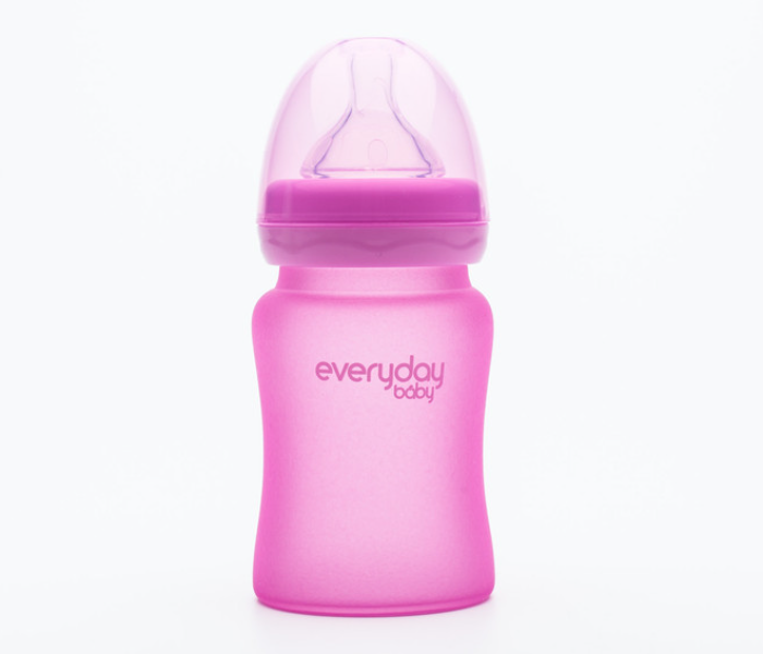 Everyday Baby 10202 150ml Glass Heat Sensing Baby Bottle - Cerise pink - Zoom Image