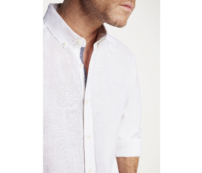 Springfield 099321299 Small Linen Shirt for Men - White - Zoom Image 4