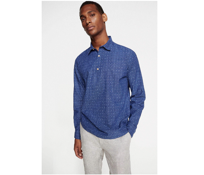 Springfield 099335211 Small Linen Shirt for Men - Dark Blue - Zoom Image 1